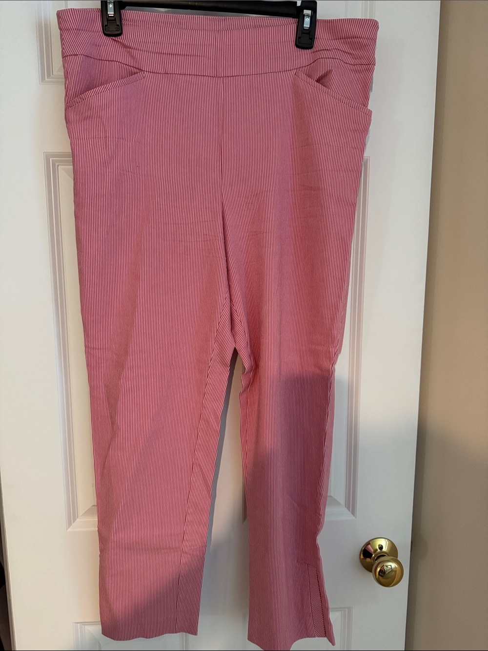 Chico's Pink Ribbed Straight-Leg Pants